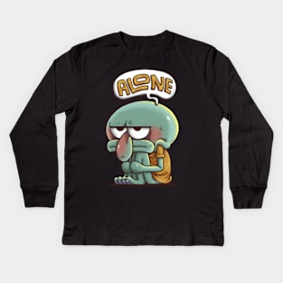 Squidward Alone Kids Long Sleeve T-Shirt